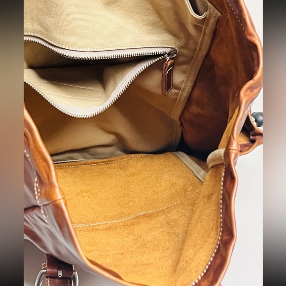 Leather Mercury Gate Barrington Collection Rucksack Backpack Brown Canvas Inside - Picture 9 of 16